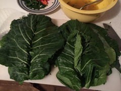Rinse and lay out some Collards